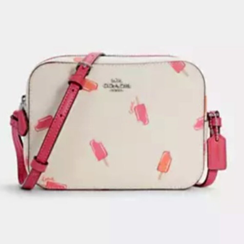 Coach Cream Crossbody Bag with Pink and Orange Popsicle Print